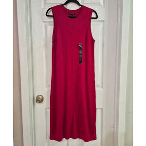Women's Banana Republic Red Ribbed Knit Sleeveless Midi Dress XL